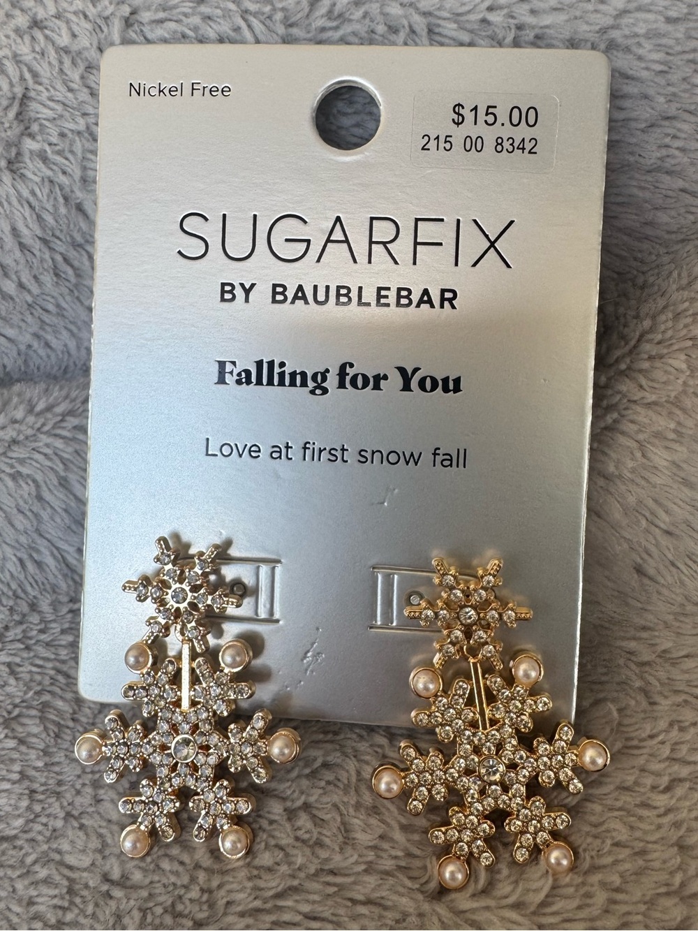 Sugarfix Womens Falling for You Snowflake Earrings